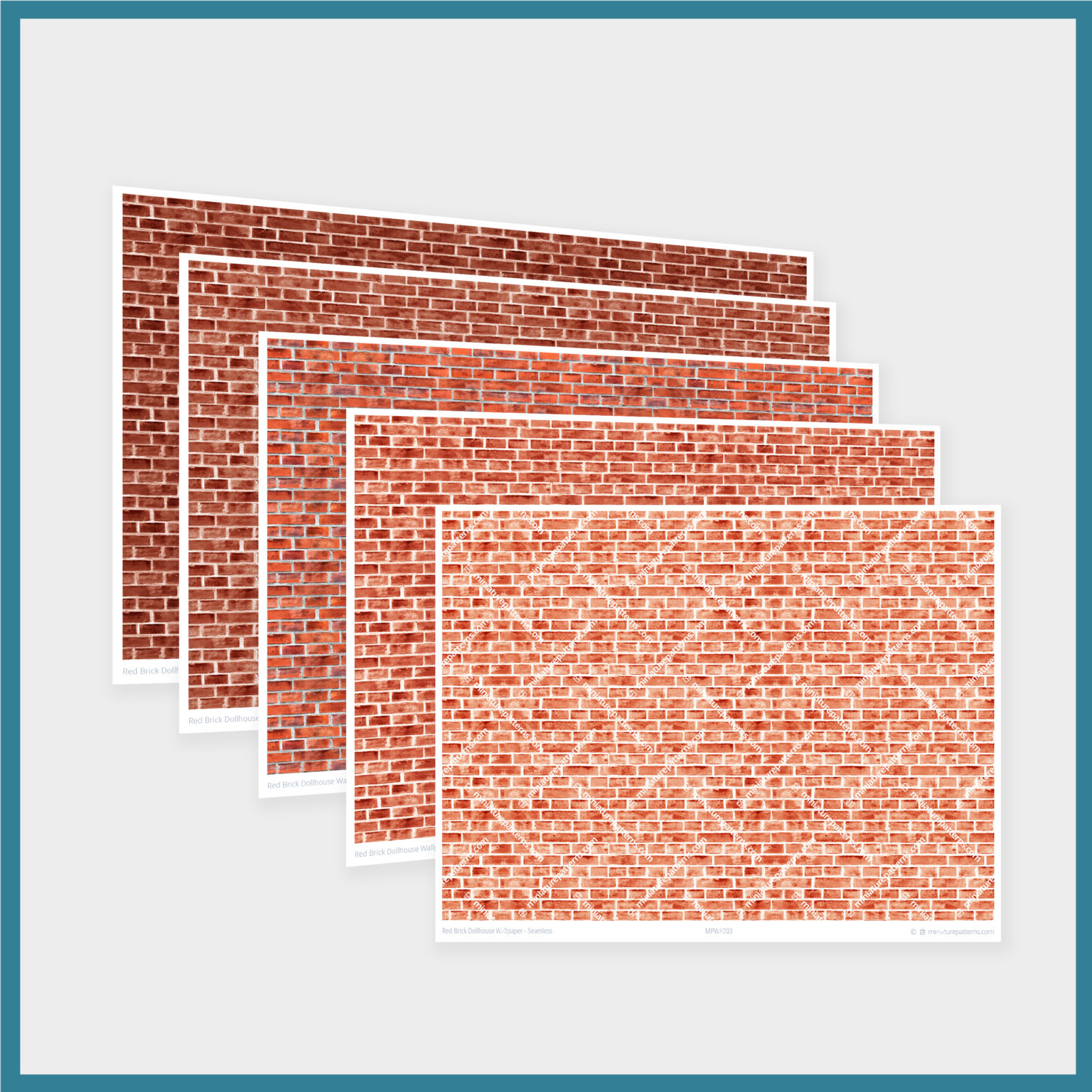 Red Brick Seamless Dollhouse Wallpaper Miniature Pattern Printable
